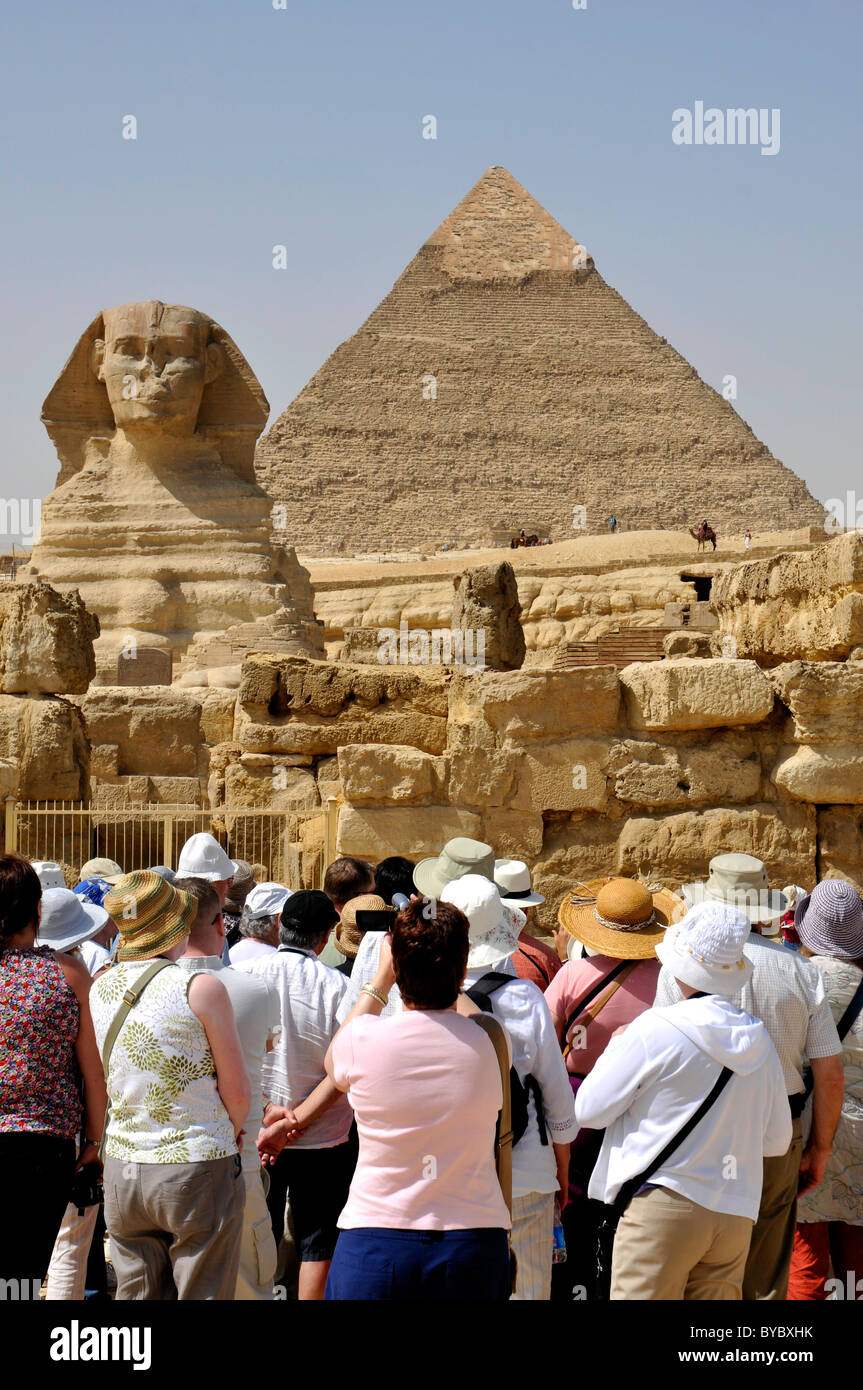 Sphinx und Khafre Pyramide, Ägypten Stockfoto