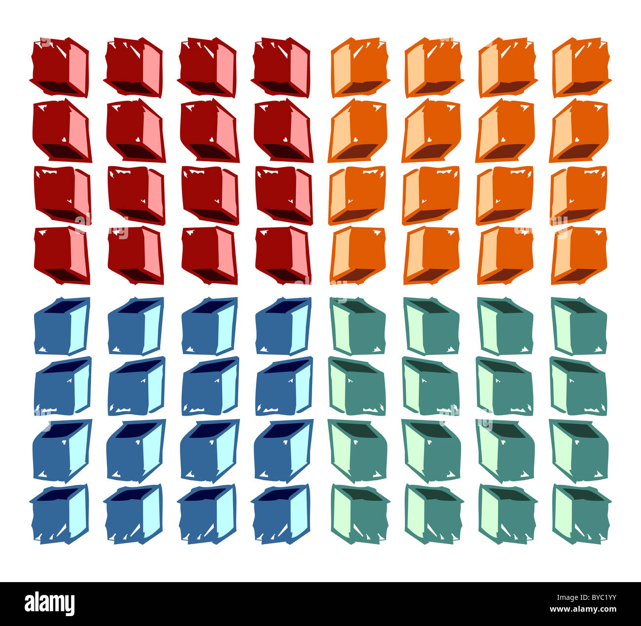 Bunte Würfel Muster auf weißem Hintergrund. Vektor zur Verfügung Stockfoto