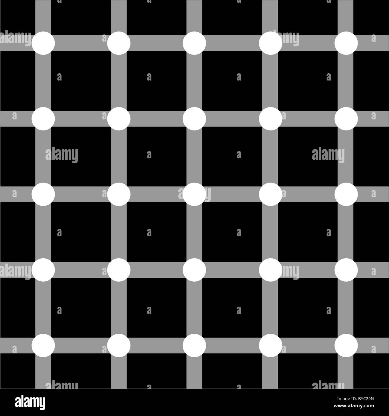 Optical Art Gitter in schwarz und grau mit weißen Punkten Stockfoto
