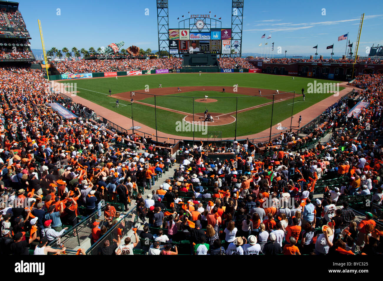 AT&T Park, San Francisco Giants Spiel, San Francisco, Kalifornien. Stockfoto
