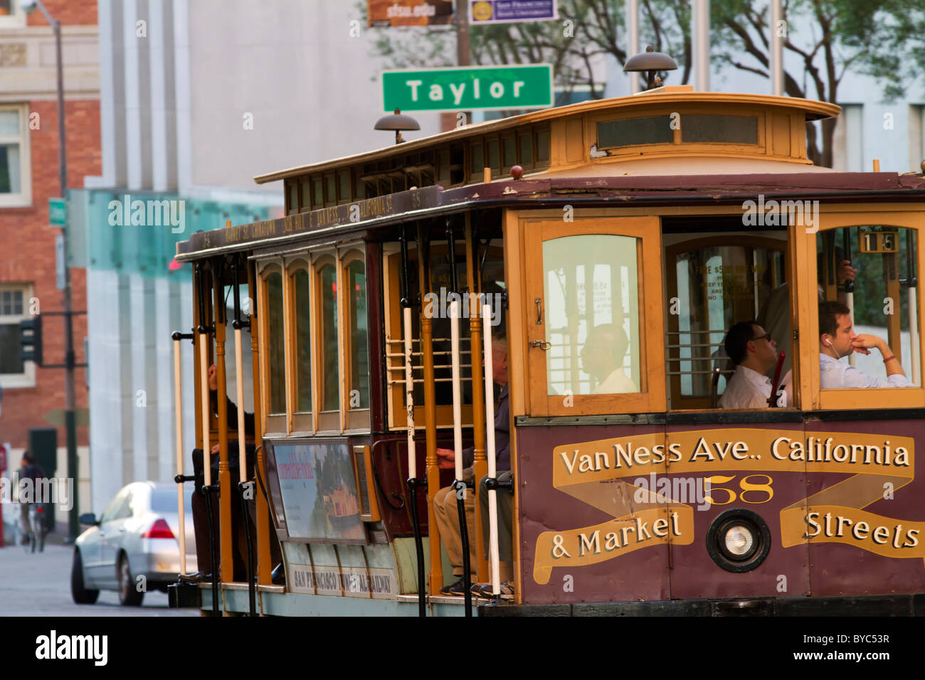 Historische Cable Car in San Francisco, CA Stockfoto