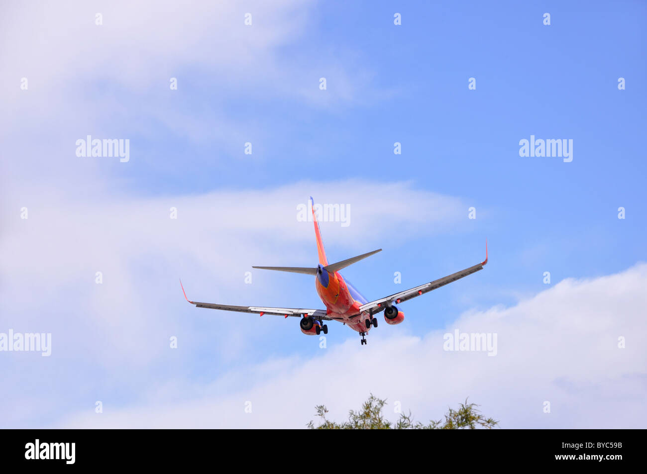 Southwest Airlines Flugzeug Landung, Las Vegas, Nevada, USA Stockfoto