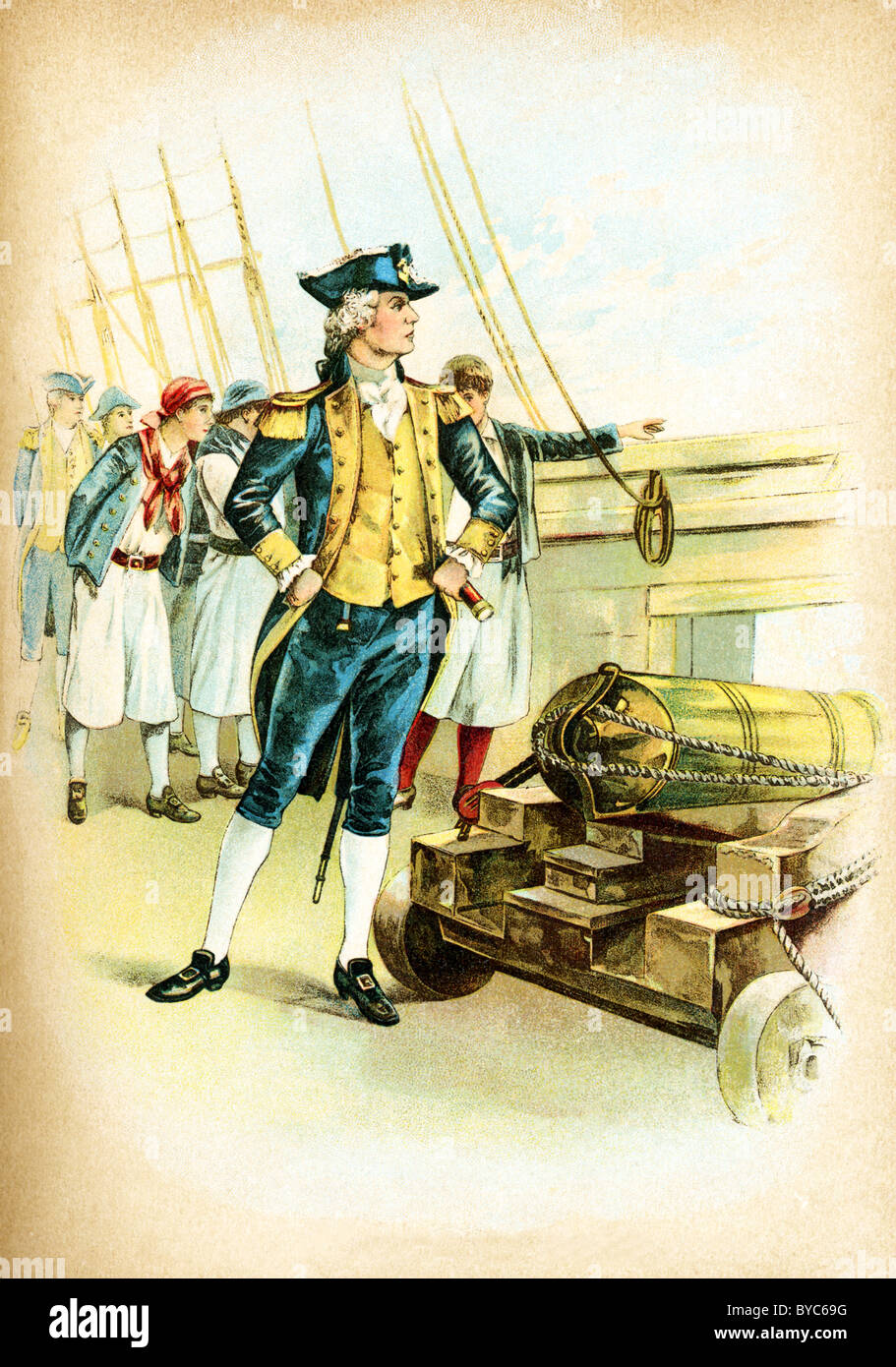 John Paul Jones (1747-1792) war eine amerikanische Marineheld. Er überfiel die Küsten der britischen Inseln während des Unabhängigkeitskrieges. Stockfoto