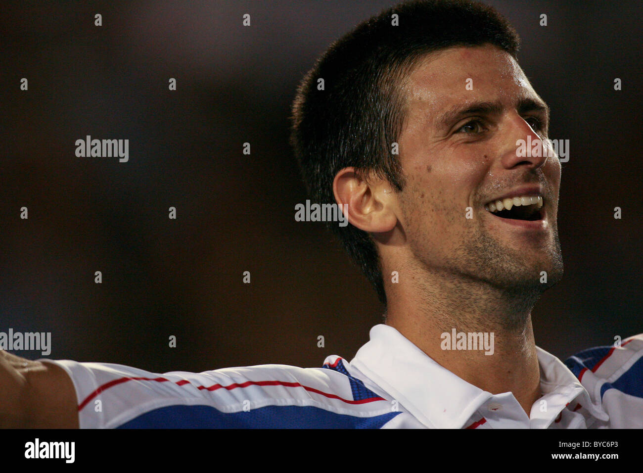 Novak Djokovic, Gewinner der Herren Einzel Finale der Australian Open Tennis in Melbourne, 30. Januar 2011 Stockfoto