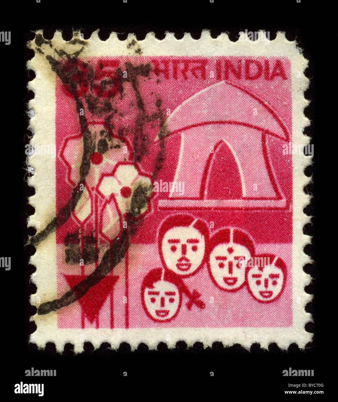 Indien-ca. 1980:A Stempel gedruckt in Indien zeigt Bild der indischen Frauen, circa 1980. Stockfoto