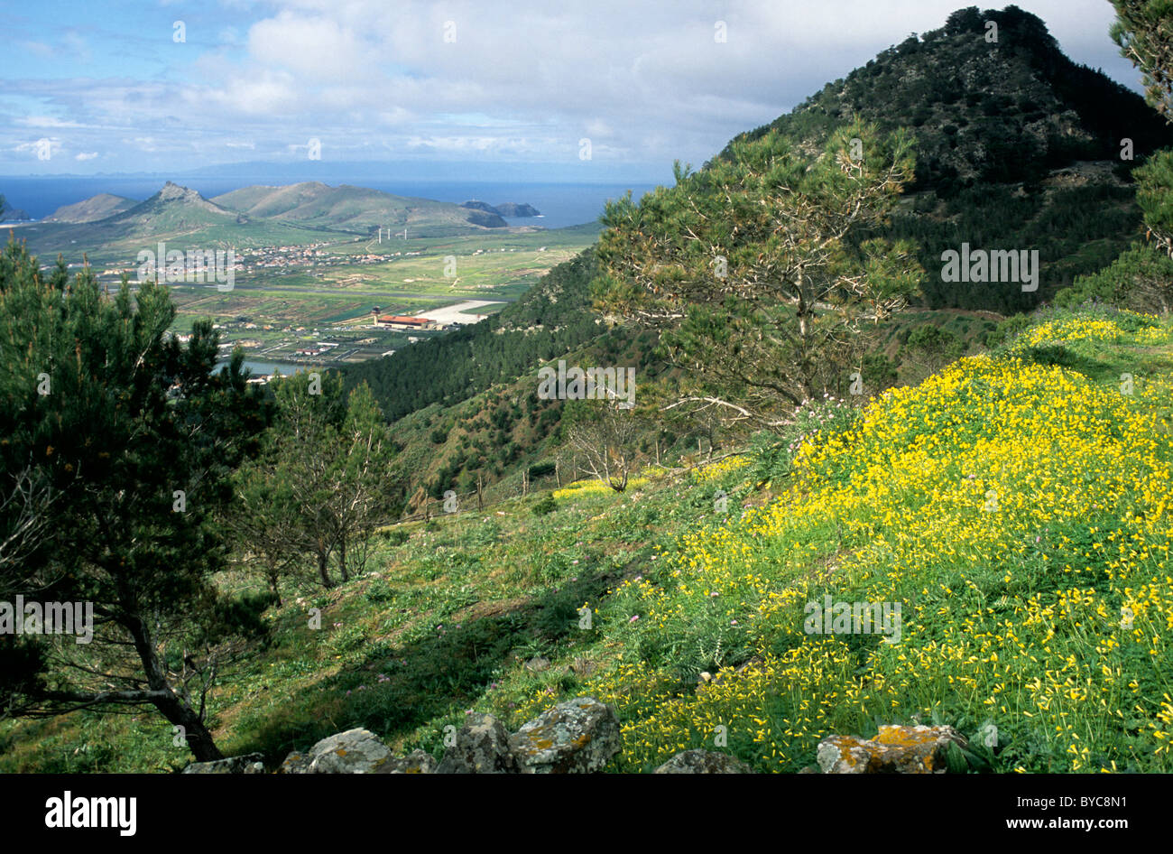 Pico Castelo auf Porto Santo, einer der Inseln der Inselgruppe Madeira Stockfoto