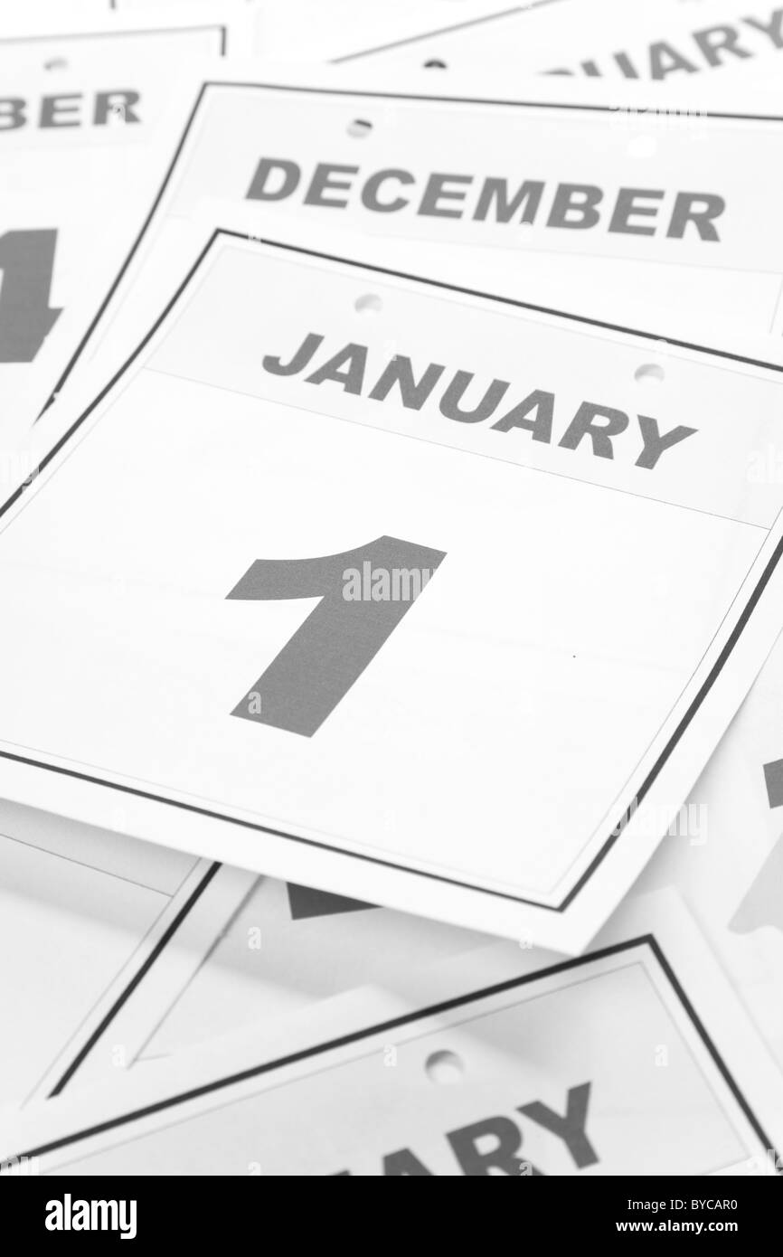 Neues Jahr, Kalender Datum 1. Januar für Hintergrund Stockfoto