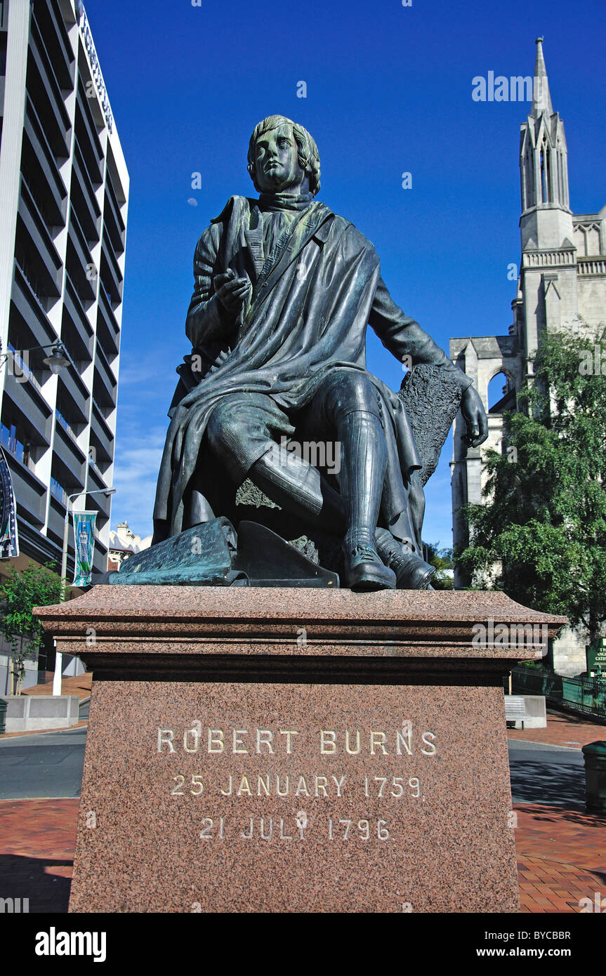 Robert Burns Statue, Octagon, Dunedin, Region Otago, Südinsel, Neuseeland Stockfoto