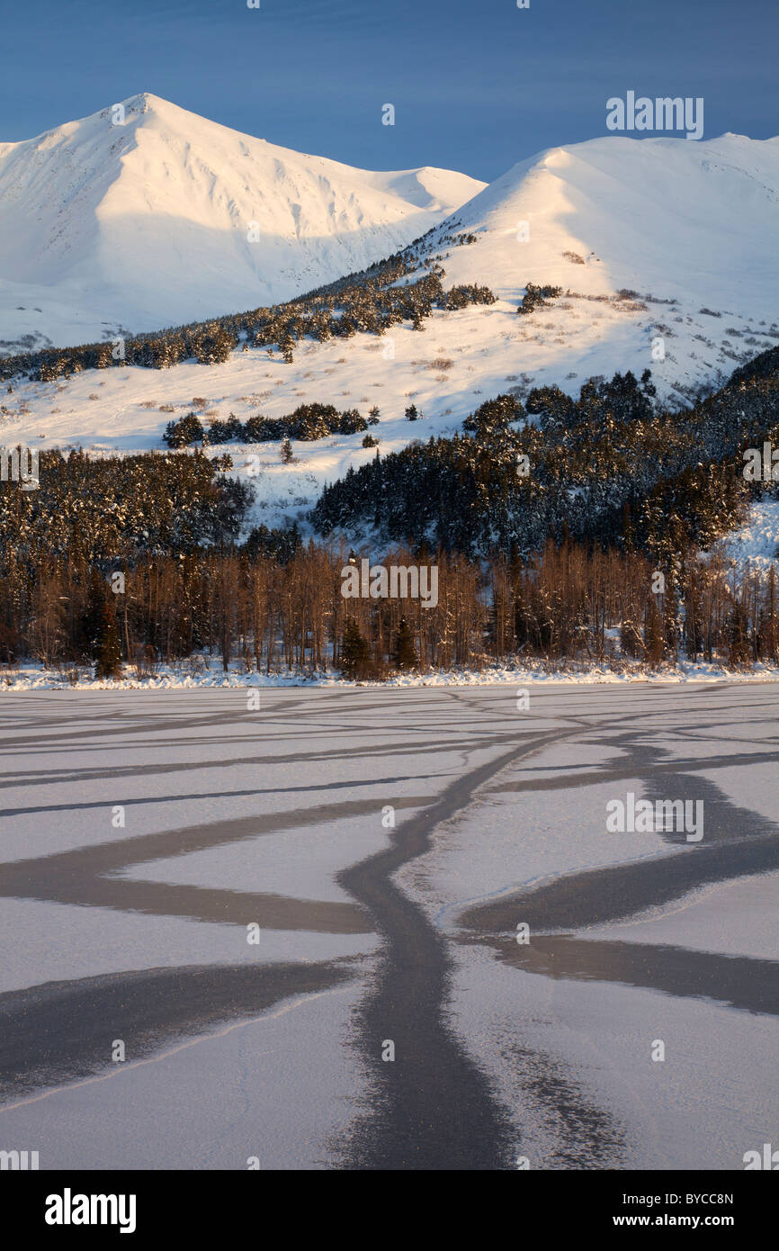 Muster auf Summit Lake in Chugach National Forest, Alaska. Stockfoto
