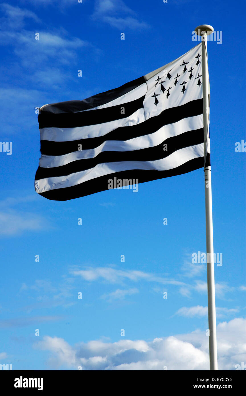 Brittany France, bretonische Flagge Stockfoto