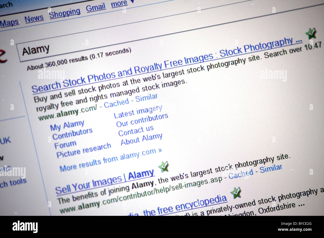 Googles Suche Motor Webseite Alamy im Internet suchen Stockfoto