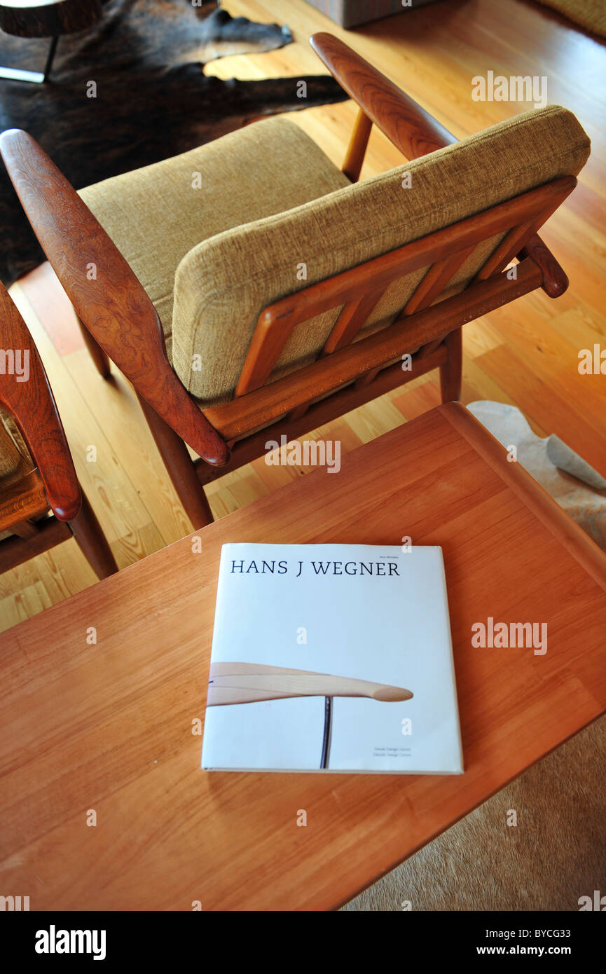 Detail der skandinavischen Stil Sessel von Wegner Stockfoto