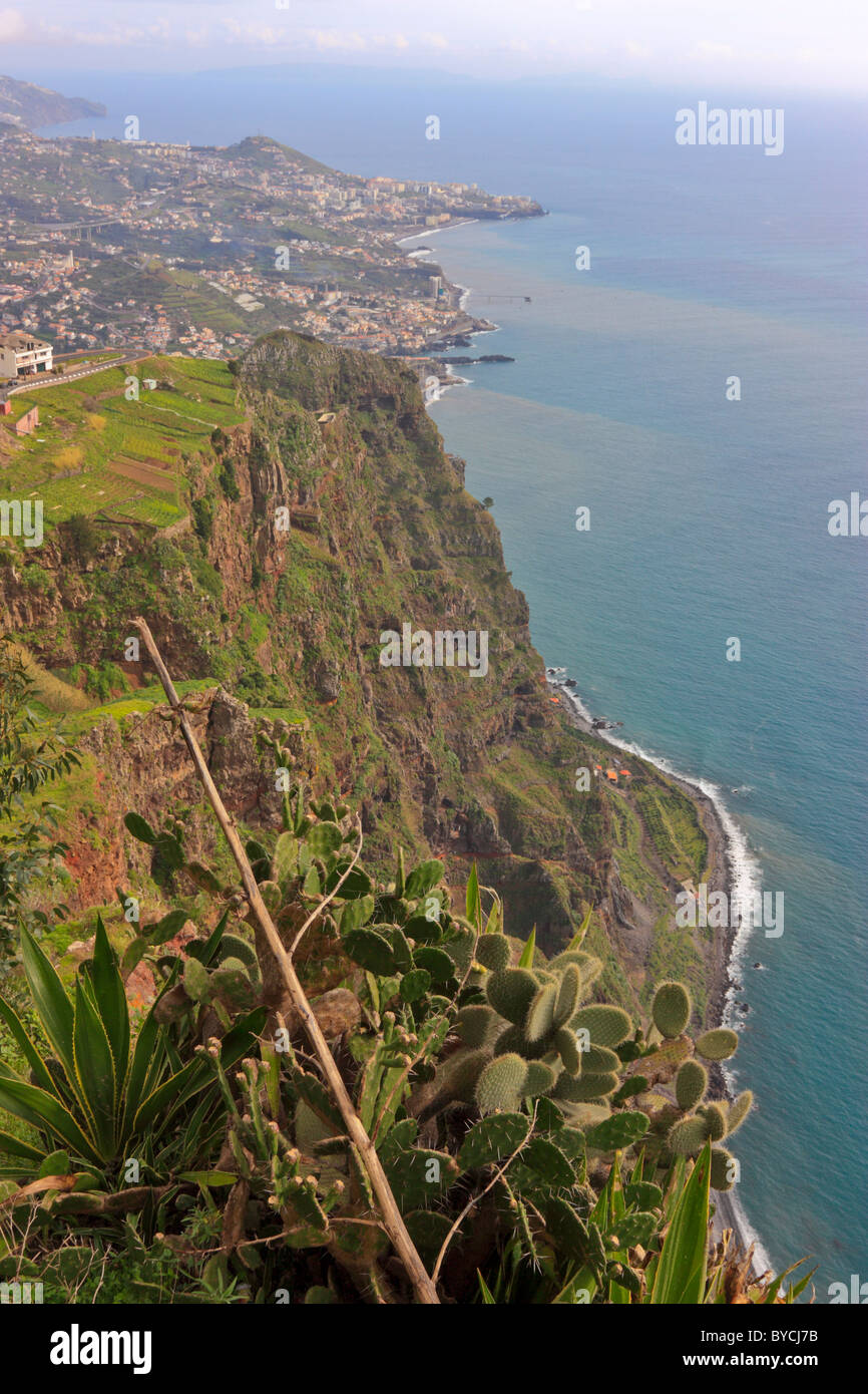 Nach unten gerichtete Blick vom Cabo Girao, Madeira Stockfoto