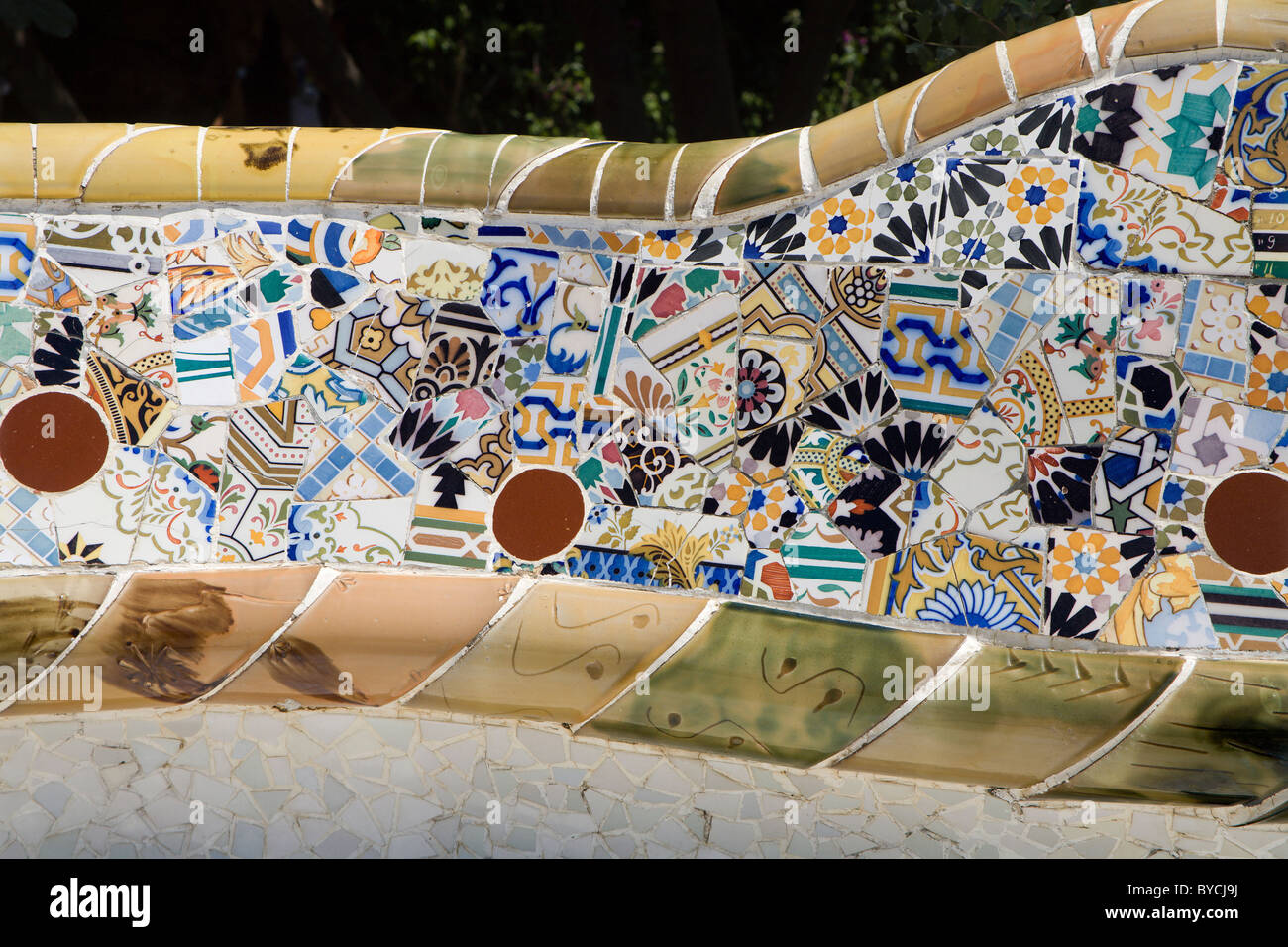 Barcelona - Detail vom Park Güell von Gaudi Stockfoto