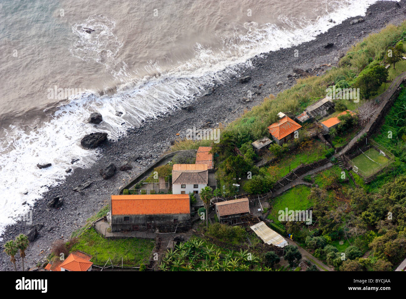 Nach unten gerichtete Blick vom Cabo Girao, Madeira Stockfoto