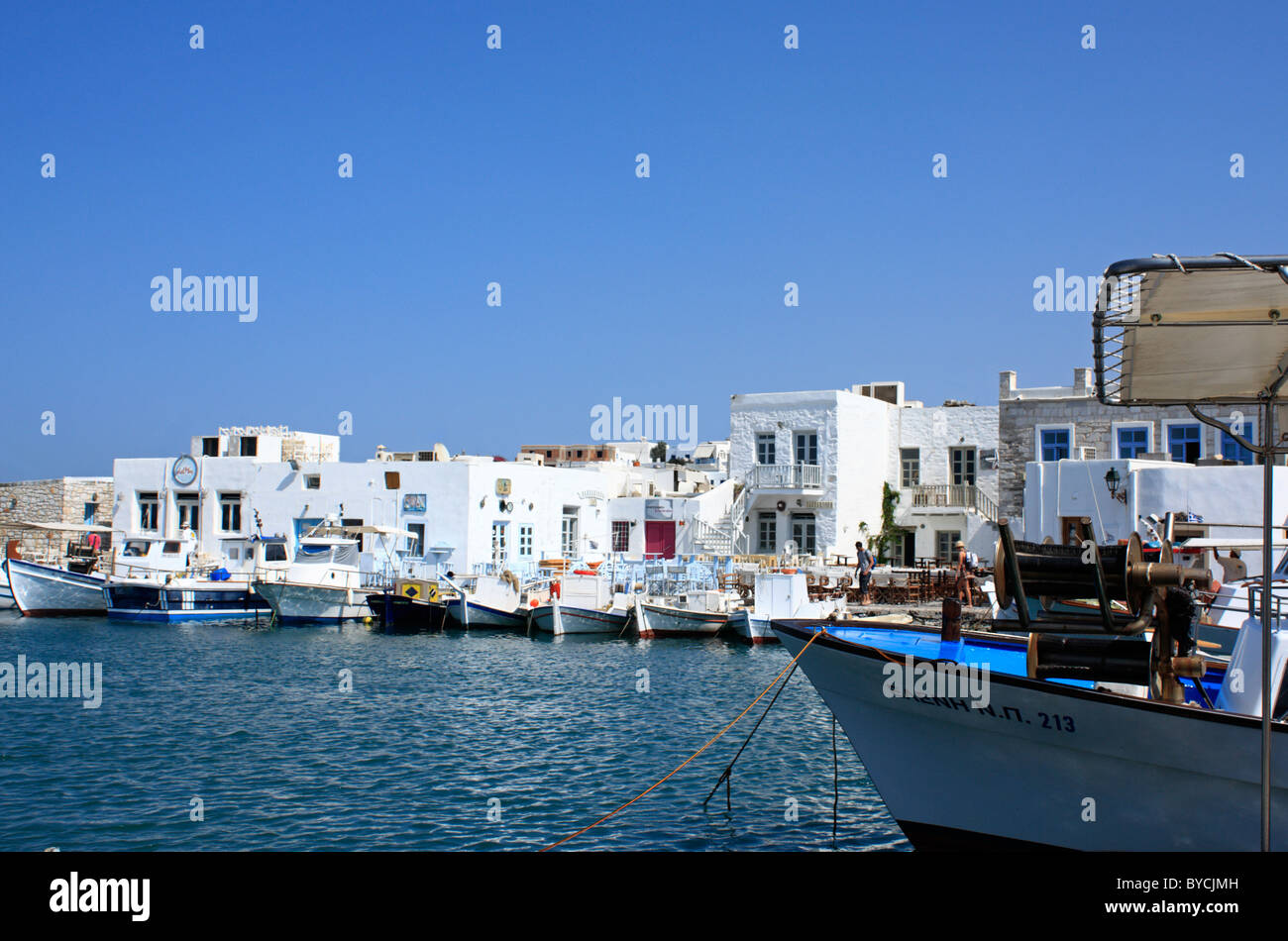 Naoussa Harbour griechischen Kykladen Insel Paros Griechenland EU Europäische Union Europa Stockfoto