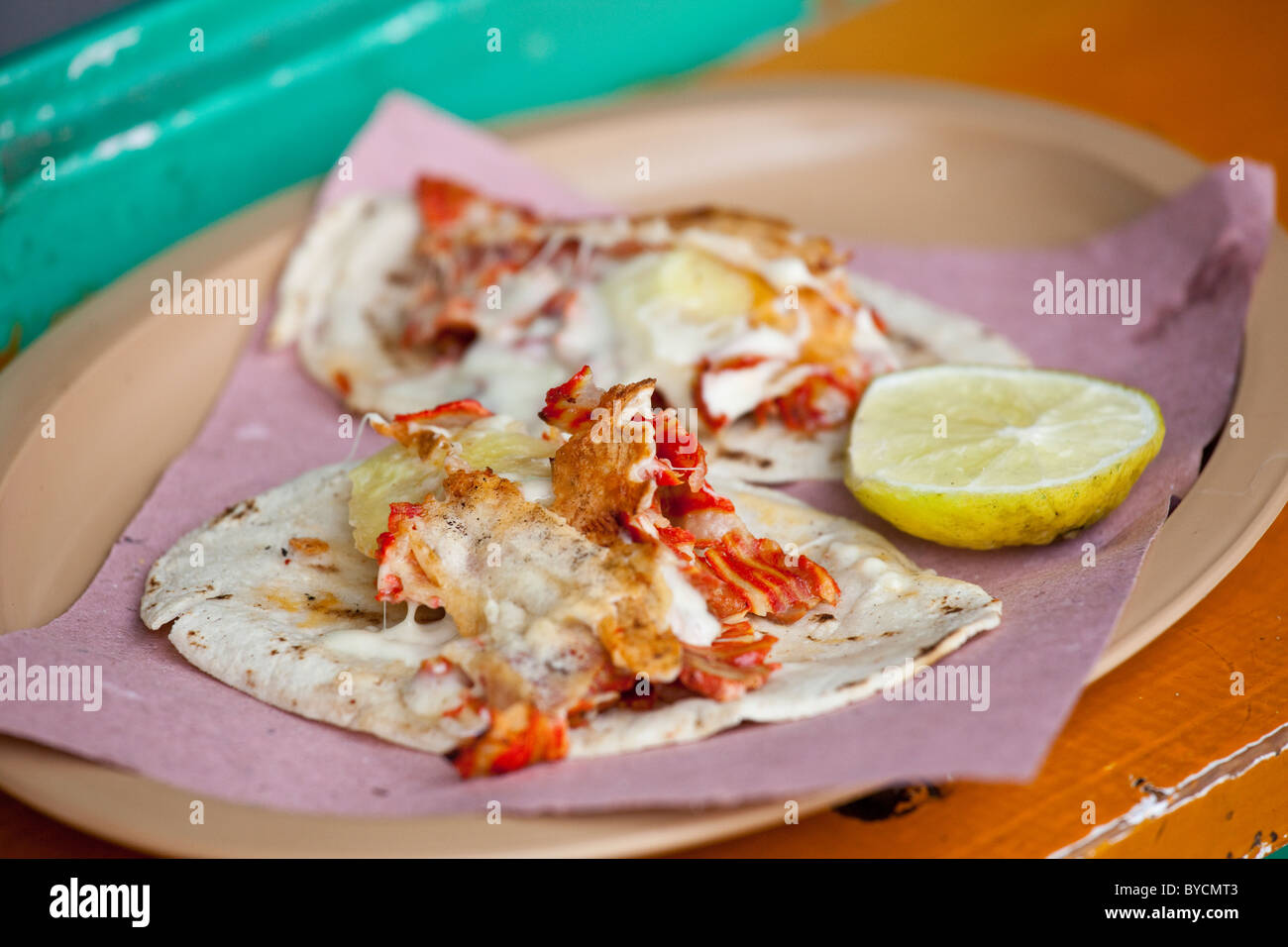 Tacos al Pastor, San Cristobal de Las Casas, Chiapas, Mexiko Stockfoto