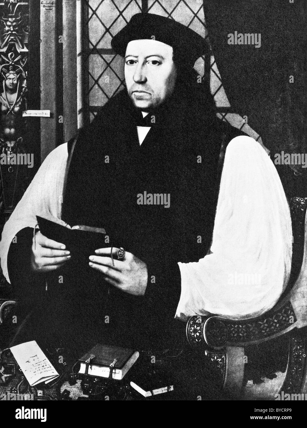 Porträtmalerei von Thomas Cranmer (1489-1556) - protestantische Erzbischof von Canterbury und einer der Führer der englischen Reformation. Stockfoto
