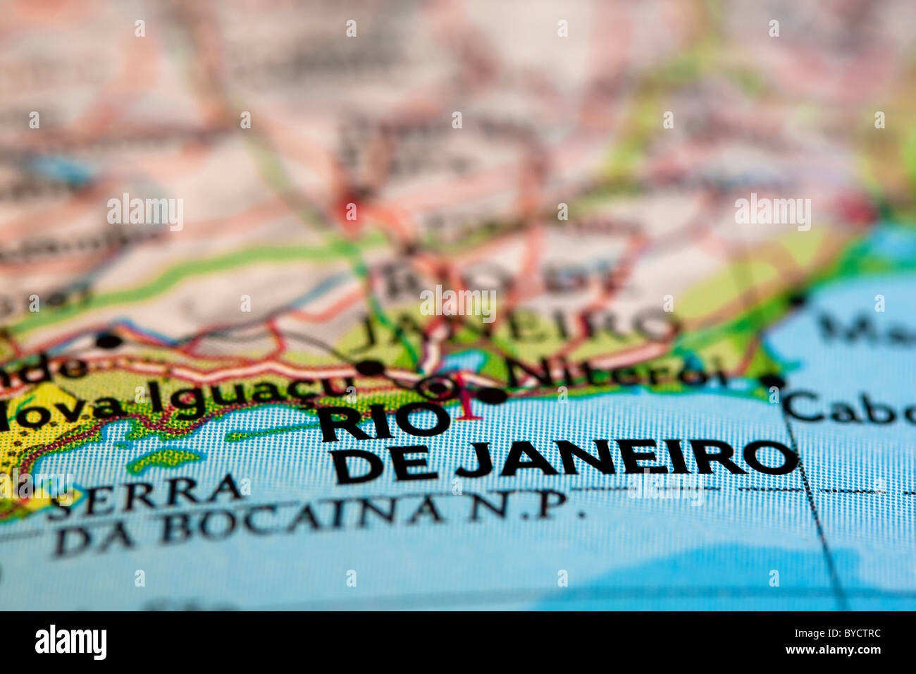 Rio De Janeiro in Brasilien auf der Karte. Stockfoto