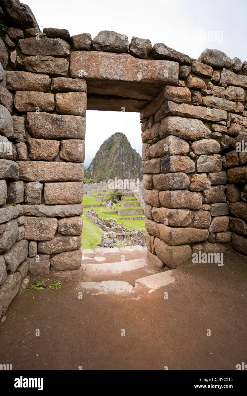 Inkaruinen von Machu Picchu, Peru, Südamerika. Stockfoto