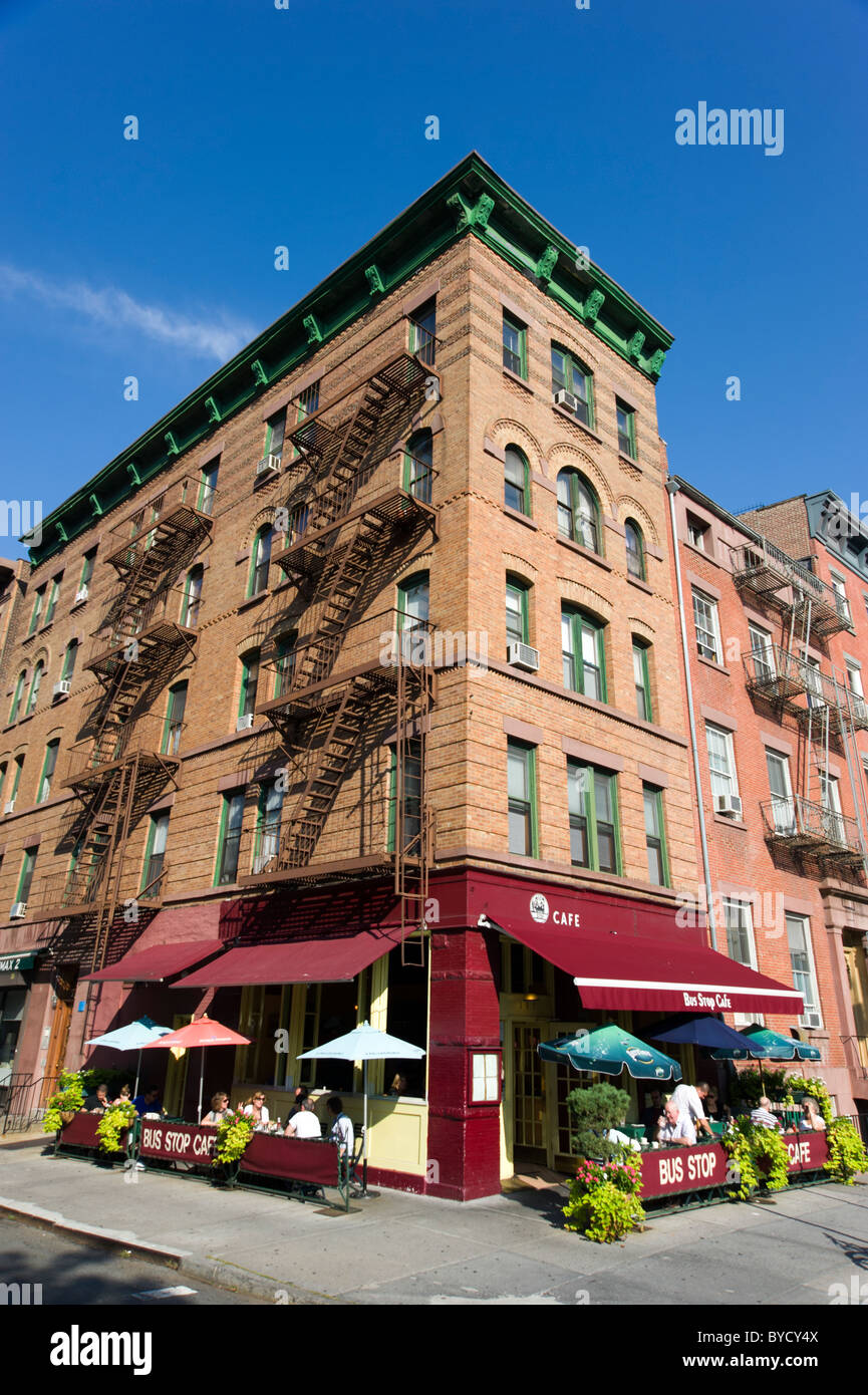 Bushaltestelle Cafe in Greenwich Village, New York City, USA Stockfoto