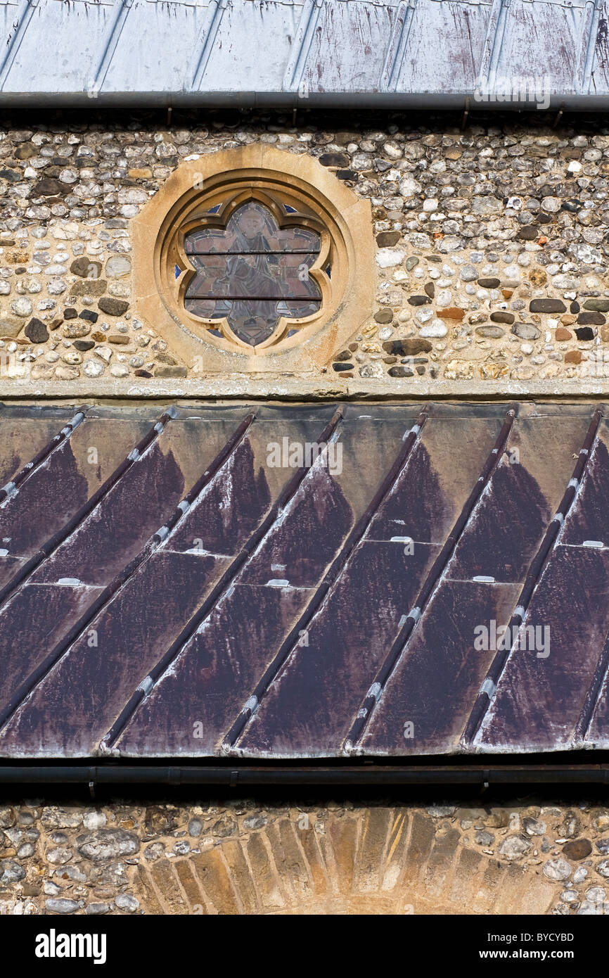 Äußere Detail. St. Marien Kirche, alte Hunstanton. Stockfoto