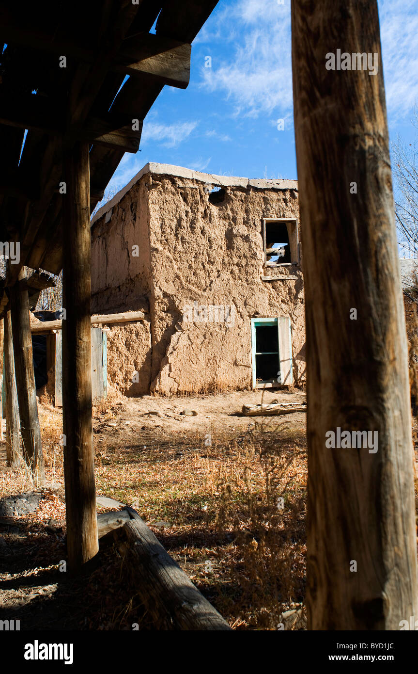 Adobe Ranch Altbauten in Taos, New Mexico Stockfoto