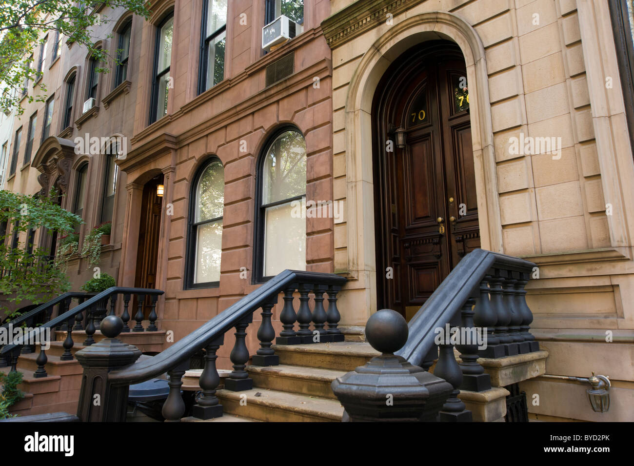 Stadt Häuser auf Perry Street, in Greenwich Village, New York City, USA Stockfoto