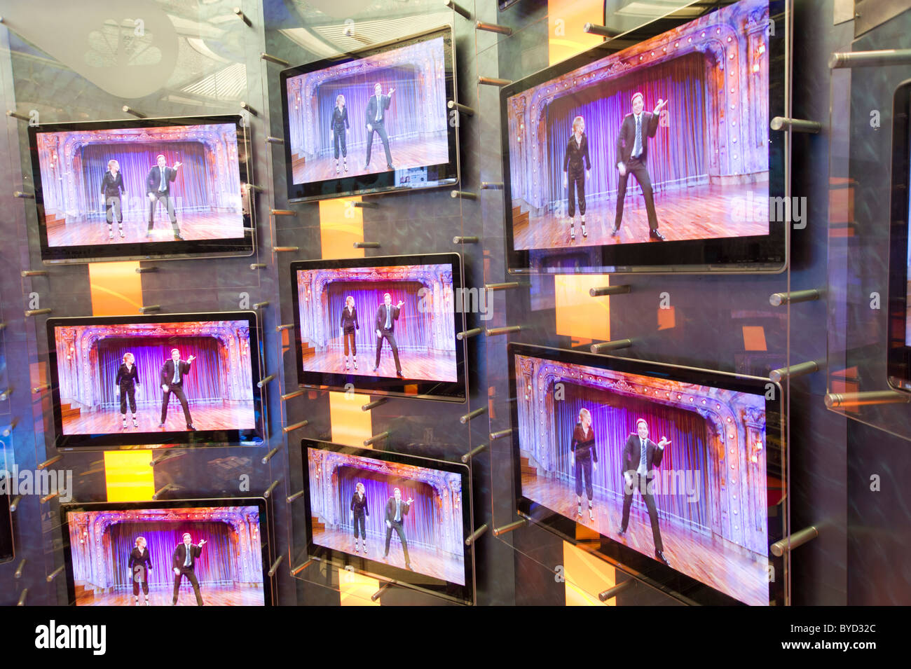 LCD-Bildschirme in NBC Studios, New York City, USA Stockfoto
