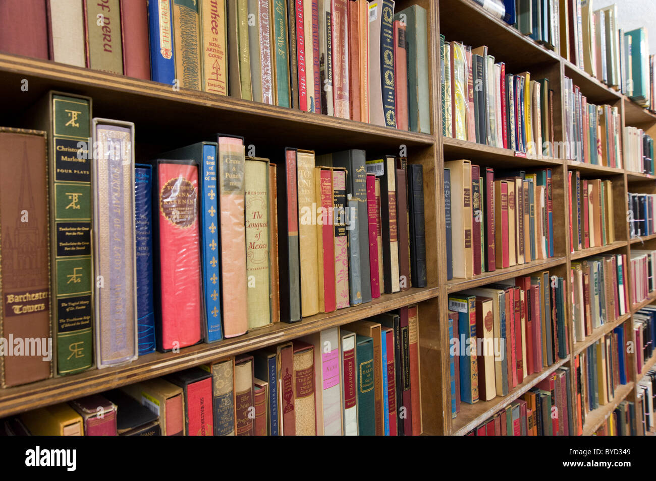 Bücherregale im Aktionsbereich Buchhandlung am Broadway, New York City, USA Stockfoto