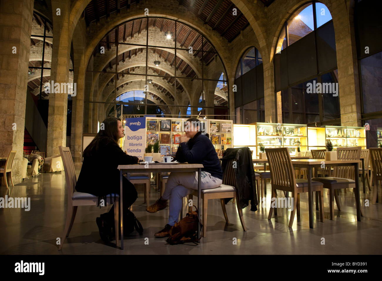 Cafe des Maritime Museum - Museu Maritim in Barcelona, Katalonien, Spanien Stockfoto