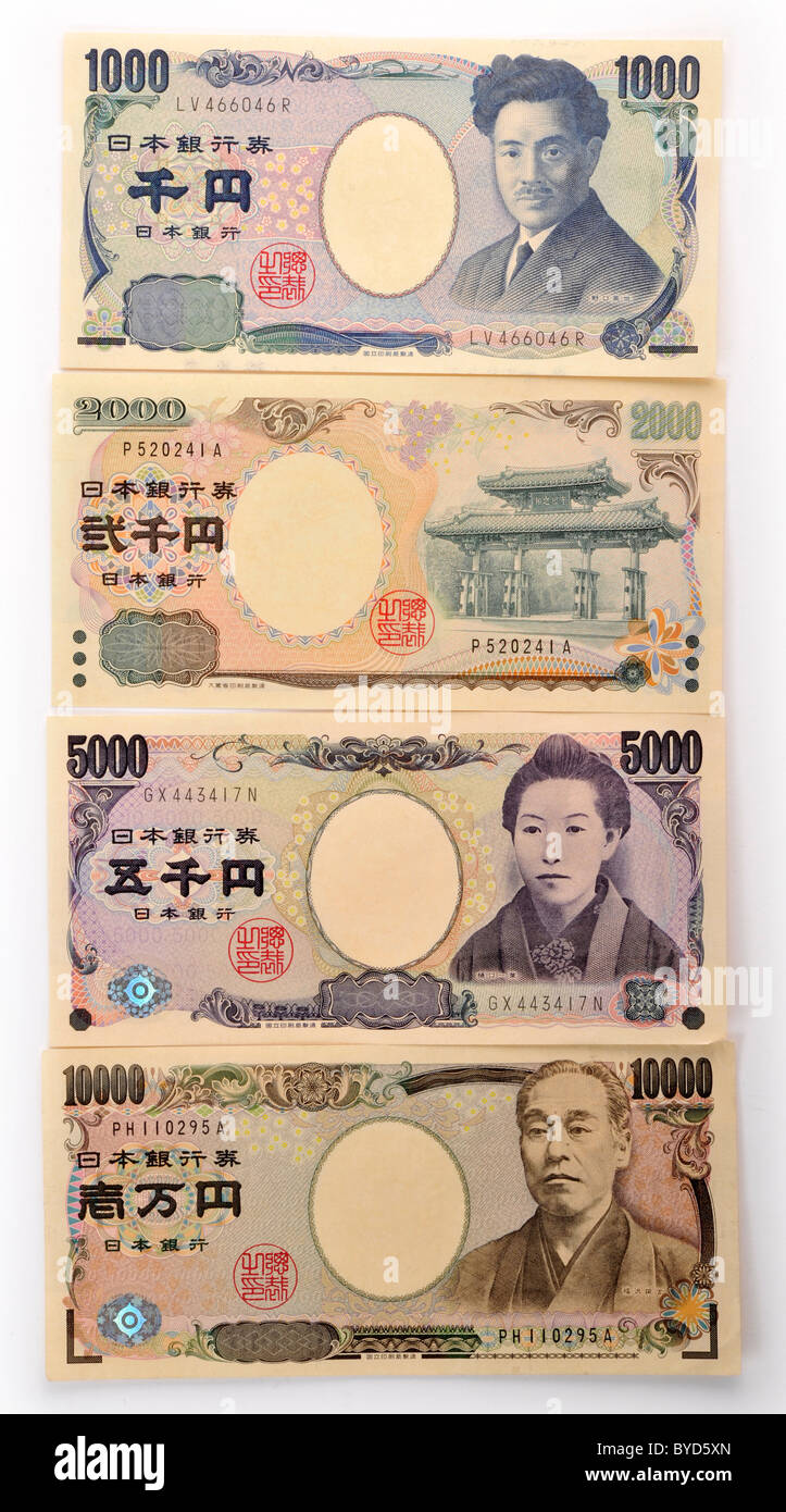 Japanische Yen-Banknoten, Währung von Japan Stockfoto