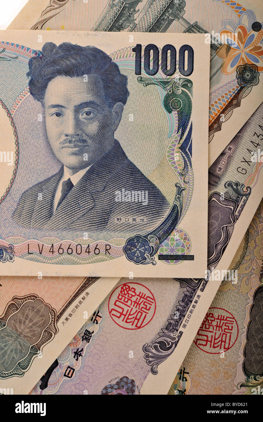 Fan von japanischen Yen-Banknoten, Währung von Japan Stockfoto
