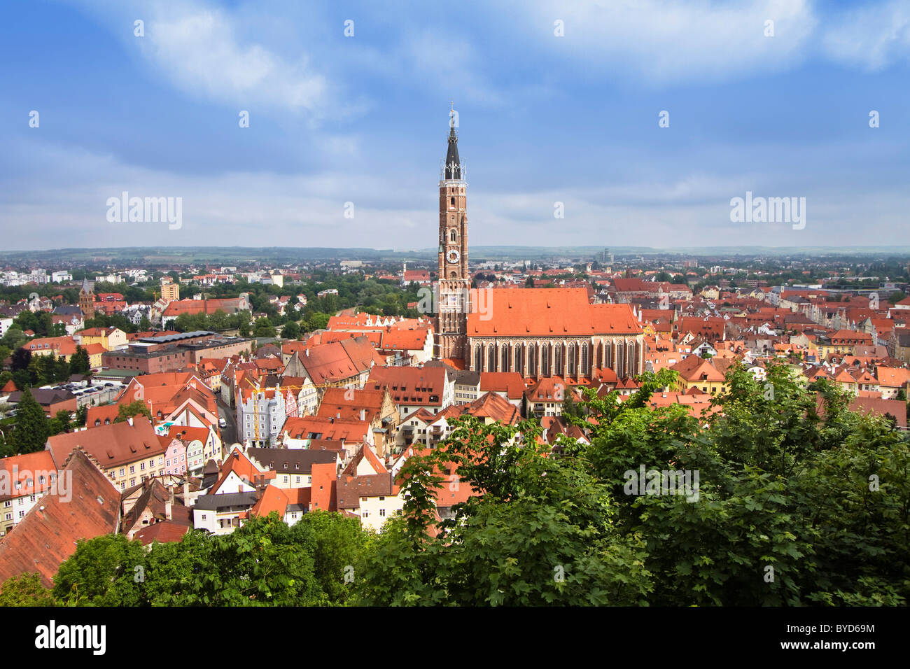 Altstadt von Landshut, Blick von der Burg Trausnitz Burg, senken Sie Bayern, Deutschland, Europa Stockfoto