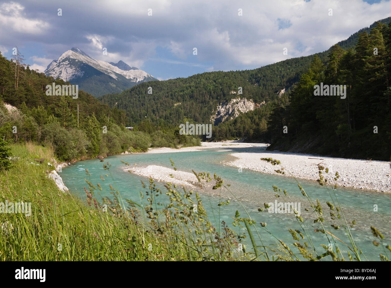 Oberlauf der Isar im Hinterautal, Karwendelgebirge, Alpen, Tirol, Austria, Europe Stockfoto