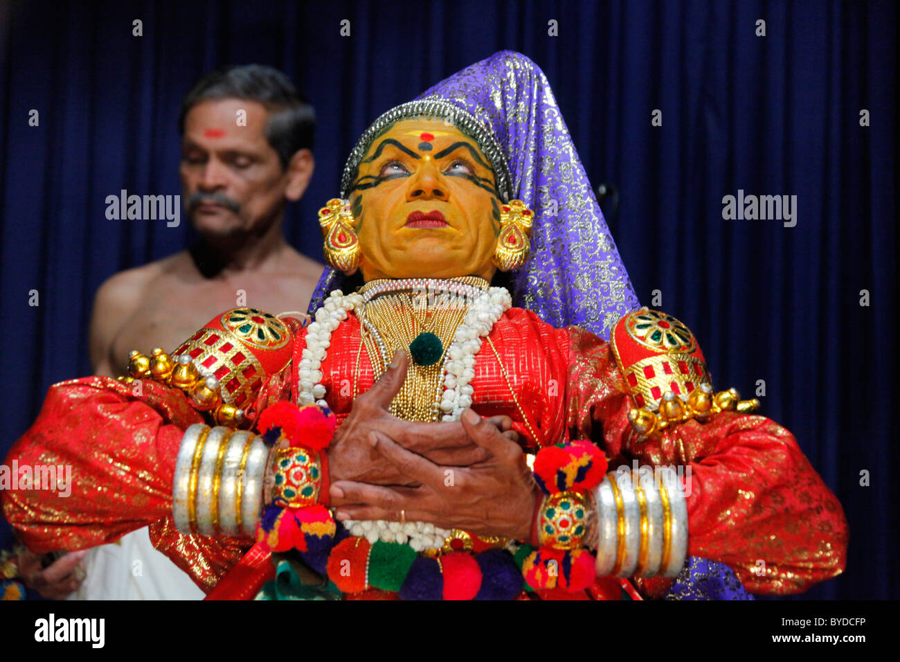 Kathakali, eine klassische indische Tanz-Drama, Tempeltanz, Kerala Kathakali Center, Kochi, Fort Cochin District, Ernakulam region Stockfoto