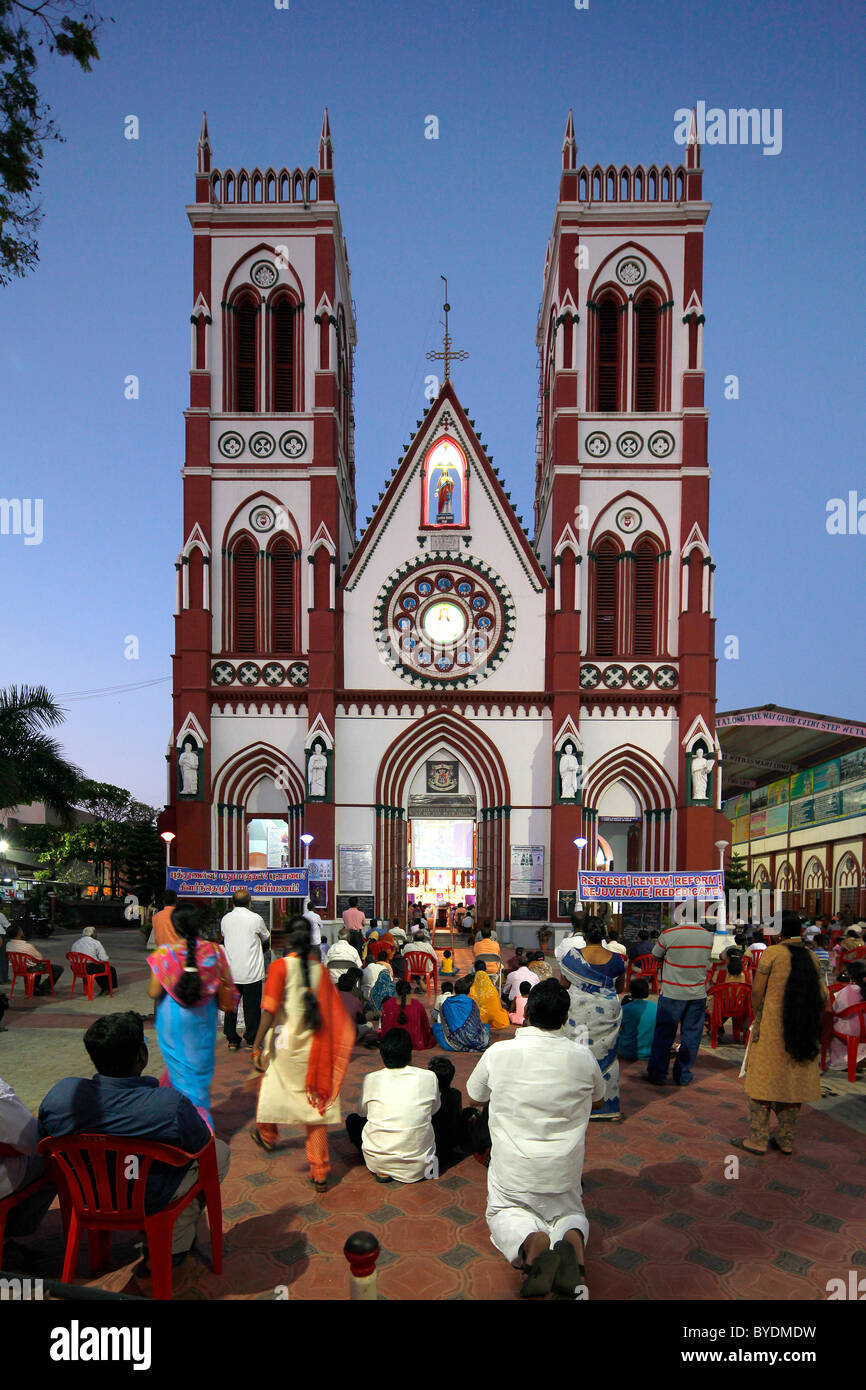 Katholische Dienst, Bharathi Road, Pondicherry, French Quarter, Tamil Nadu, Indien, Asien Stockfoto