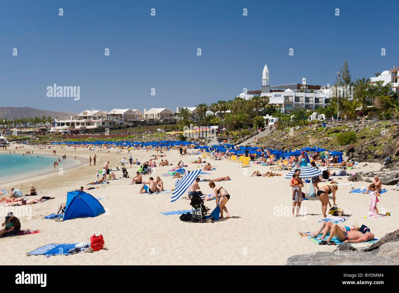 Sandstrand, Playa Dorada, Playa Blanca, Lanzarote, Kanarische Inseln, Spanien, Europa Stockfoto