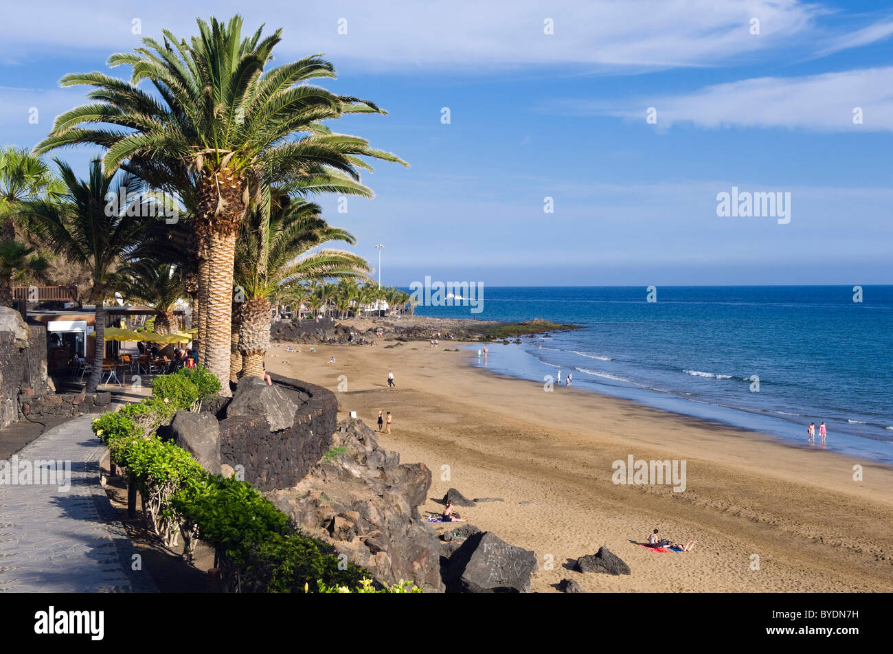 Strand Playa Grande, Puerto del Carmen, Lanzarote, Kanarische Inseln, Spanien, Europa Stockfoto