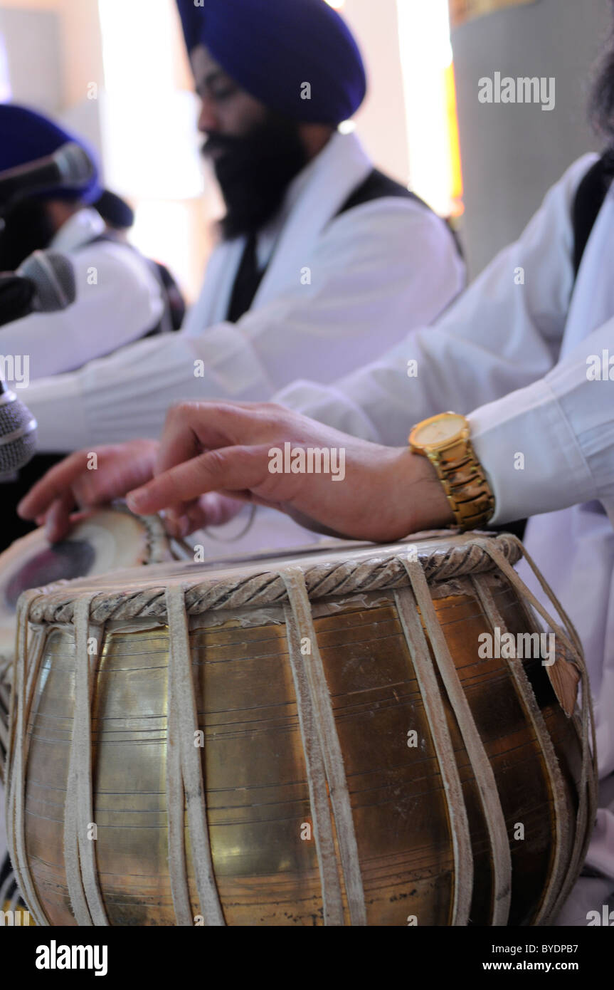 Trommler Gurdwara Havelock Road Southall Middlesex Stockfoto