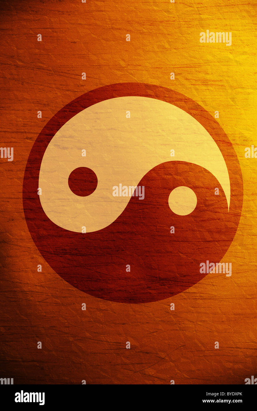 Yin-Yang-Symbol über einem Grunge Hintergrund Stockfoto