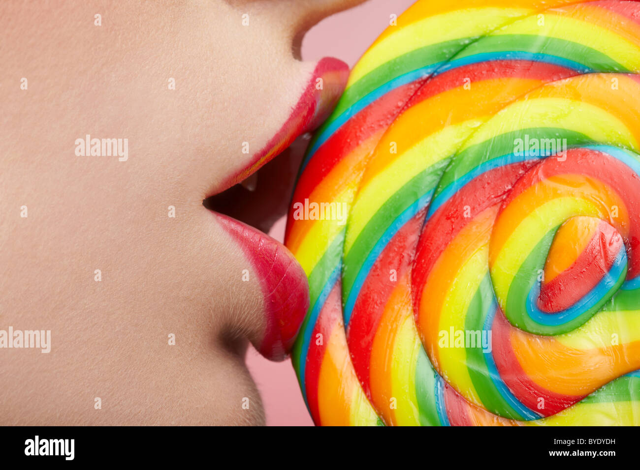 Lippen und lollipop Stockfoto