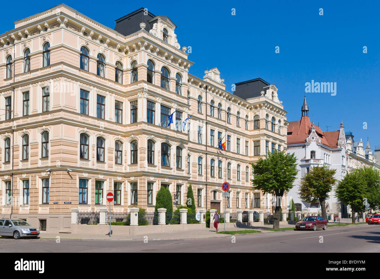 Wohnhaus von Viktors Lunskis, Eklektizismus, Elizabetes Iela, Elizabetes Street, Jugendstil-Viertel, Riga, Lettland Stockfoto