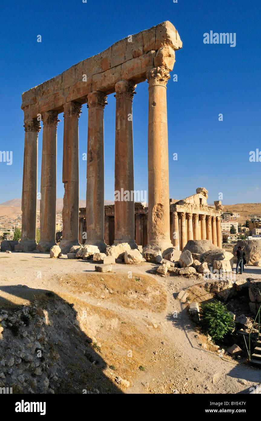 Antike Jupiter Tempelruine auf die archäologische Stätte von Baalbek, UNESCO-Weltkulturerbe, Bekaa-Tal, Libanon, Naher Osten Stockfoto