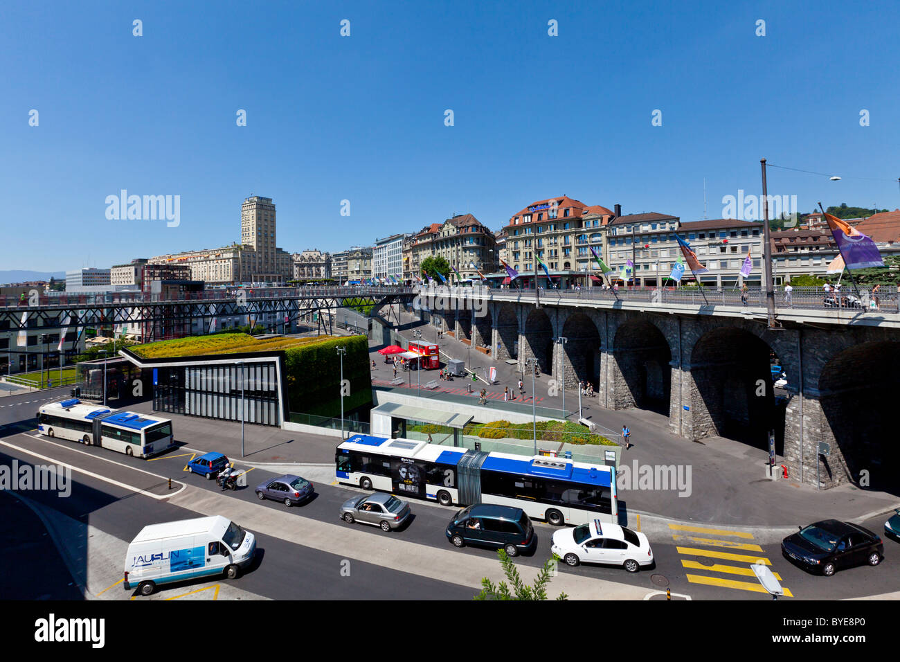 Europaplatz, Lausanne, Kanton Waadt, Genfer See, Schweiz, Europa Stockfoto