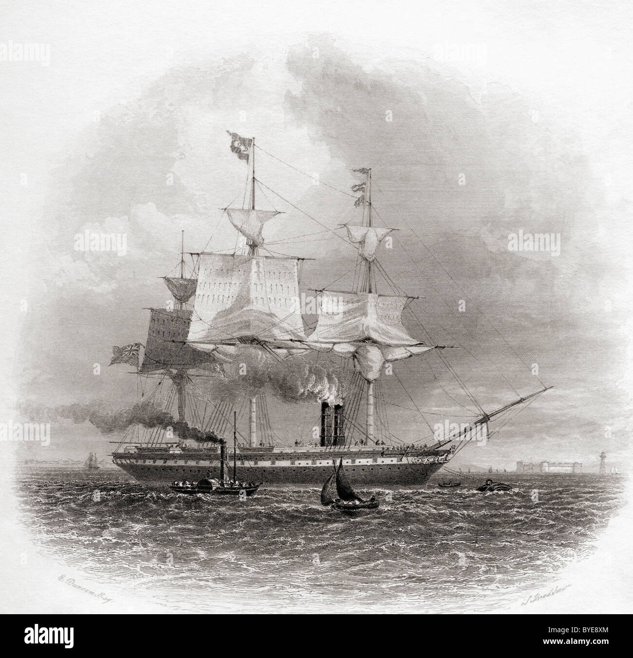 Die S.S. Großbritannien, Liverpool, England im Jahre 1853 verlassen. Stockfoto