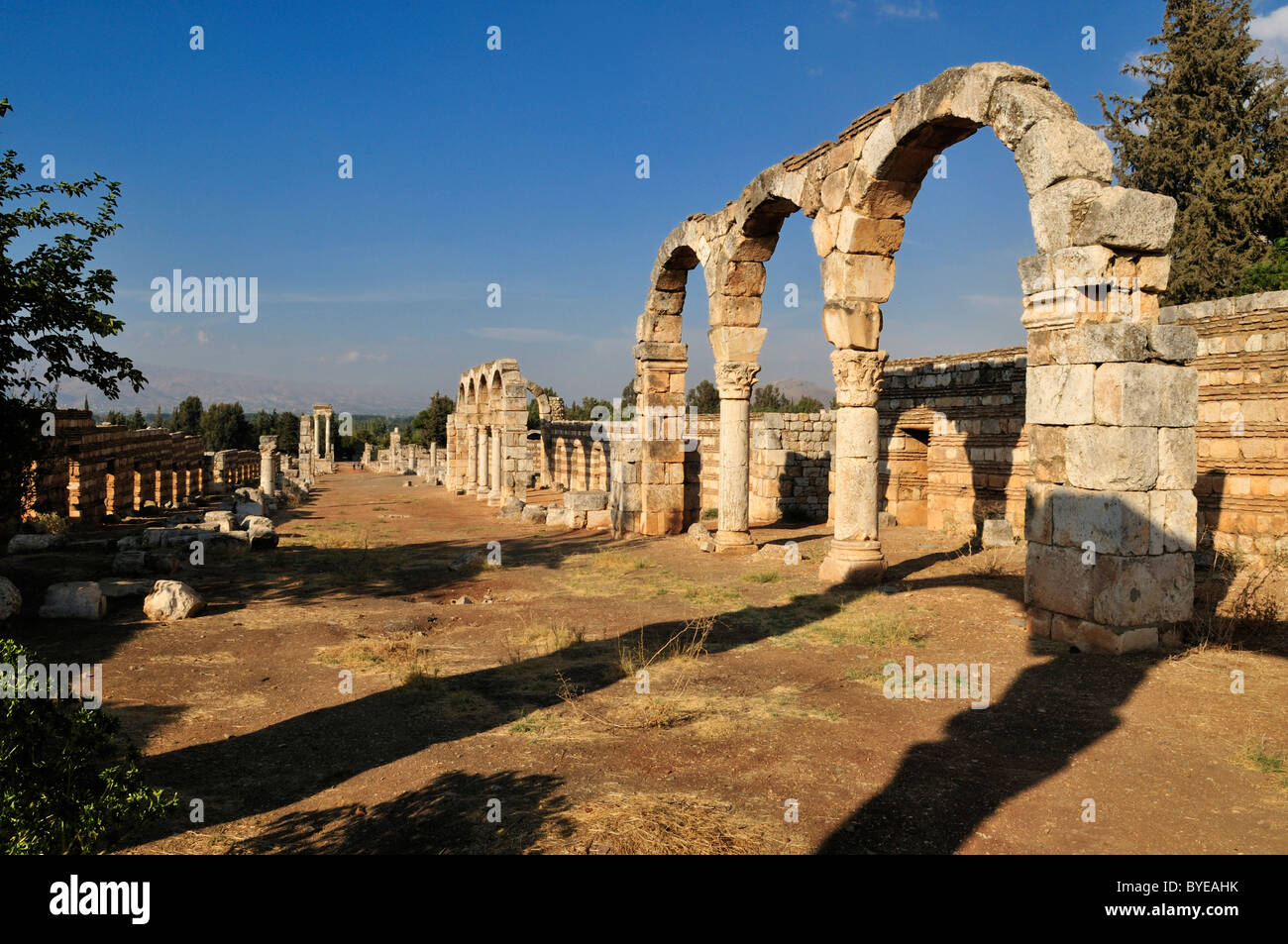 Alten Umayyad Ruinen an die archäologische Stätte von Anjar, UNESCO-Weltkulturerbe, Bekaa-Tal, Libanon, Naher Osten Stockfoto