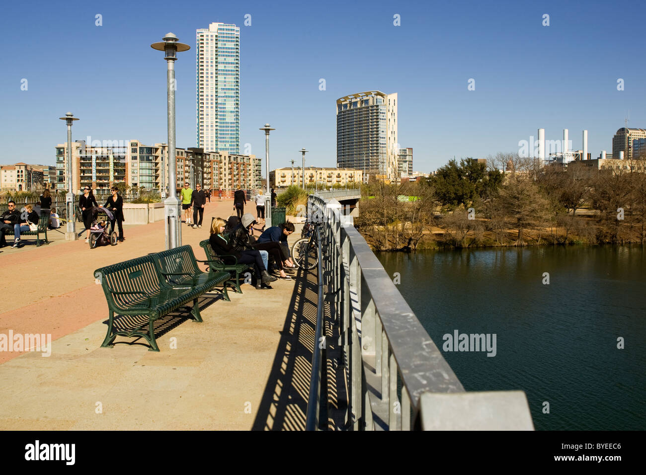 Die Fußgängerbrücke über Lady Bird Lake(Town Lake), Austin, TX Stockfoto