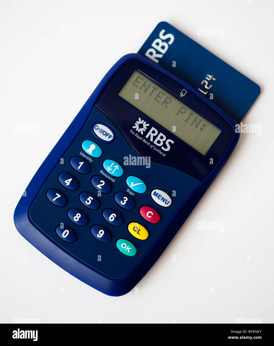 RBS Royal Bank of Scotland digitale Banking Kartenleser mit Banking Karte Stockfoto