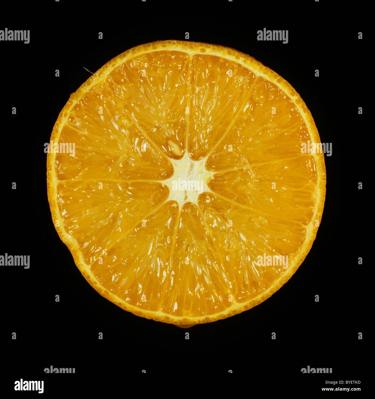 Schnittbereich der Zitrusfrucht orange Sorte Ortanique Stockfoto